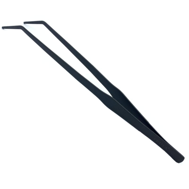 FRUTA Aquarium Tweezers Stainless Steel Curved Tweezer with Carbonation Protection Coating Against Rust Long Reptiles Feeding Tongs for Aquatic Plants Spider Snakes Lizards, 15 inch - Black Curved - Image 1